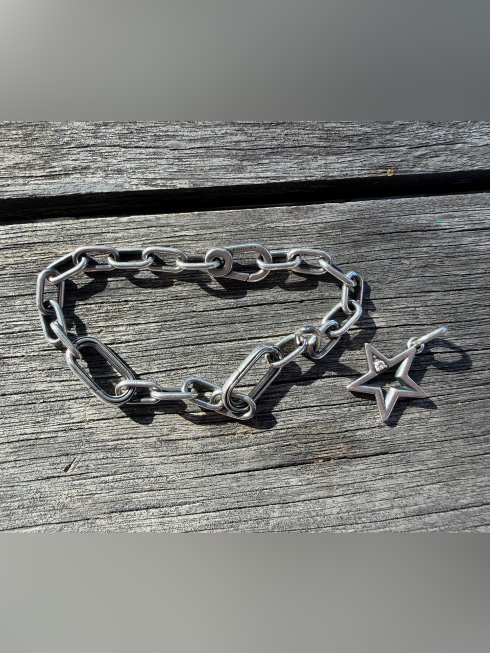 Pandora Sterling Silver Chain Bracelet with Star Charm S925 ALE - Picture 9 of 13